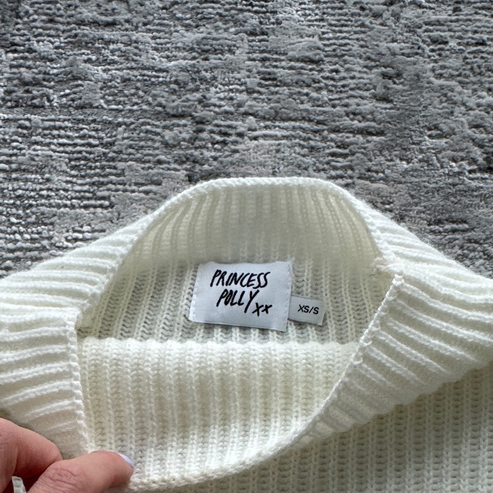 Princess Polly Cream Ribbed Sweater - Picture 3 of 5